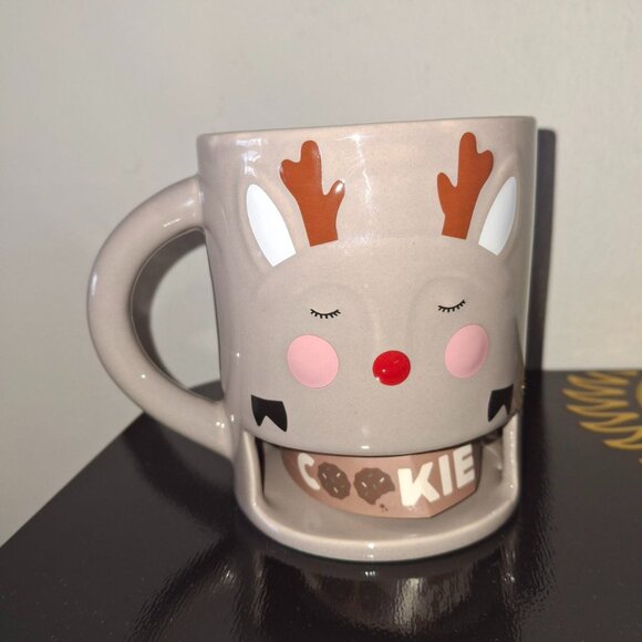 NEW Reindeer Mug with Cookie Holder - Picture 1 of 4